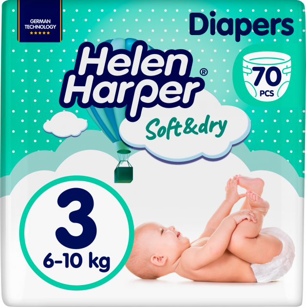 Підгузки Helen Harper Soft&Dry New Midi (3) 6-10 кг 70 шт.